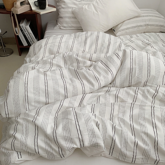 91家纺网 家纺一手货源 找家纺 柚可家居 2024新款40支斜纹数码印花全棉四件套 西塞条纹