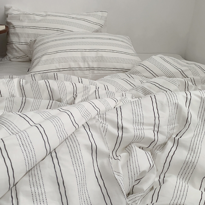 91家纺网 家纺一手货源 找家纺 柚可家居 2024新款40支斜纹数码印花全棉四件套 西塞条纹