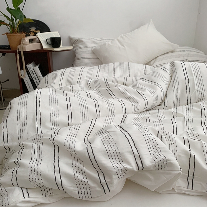 91家纺网 家纺一手货源 找家纺 柚可家居 2024新款40支斜纹数码印花全棉四件套 西塞条纹