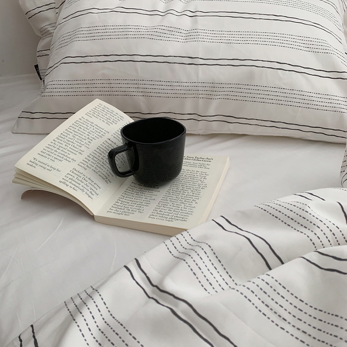 91家纺网 家纺一手货源 找家纺 柚可家居 2024新款40支斜纹数码印花全棉四件套 西塞条纹