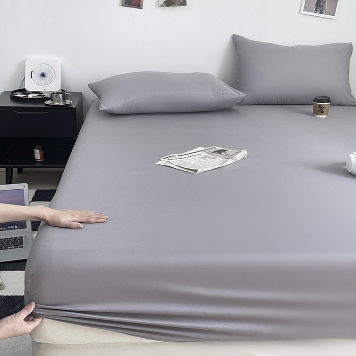 91家纺网 家纺一手货源 找家纺 （总）北辰 2025新款简约素色云朵棉可水洗纯色床笠单件三件套,高级灰,薄荷绿,冰川蓝,豆沙紫,麦芽黄,奶昔白,藕粉,素雅灰,香槟色,香芋紫