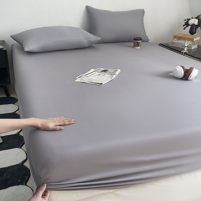 91家纺网 家纺一手货源 找家纺 （总）北辰 2025新款简约素色云朵棉可水洗纯色床笠单件三件套