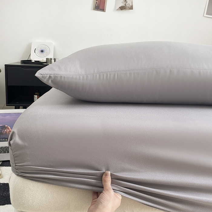 91家纺网 家纺一手货源 找家纺 （总）北辰 2025新款简约素色云朵棉可水洗纯色床笠单件三件套