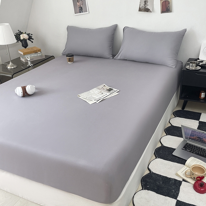 91家纺网 家纺一手货源 找家纺 （总）北辰 2025新款简约素色云朵棉可水洗纯色床笠单件三件套