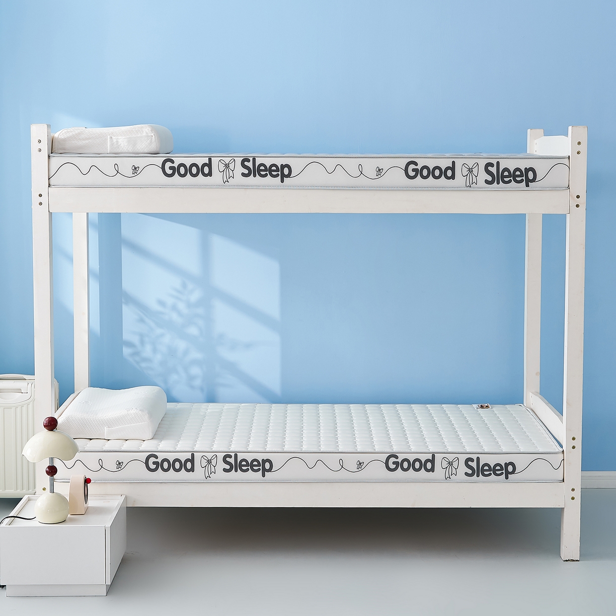 91家纺网 家纺一手货源 找家纺 元昊床垫 2025新款牛奶丝乳胶记忆海绵学生床垫 蝴蝶结-向往白