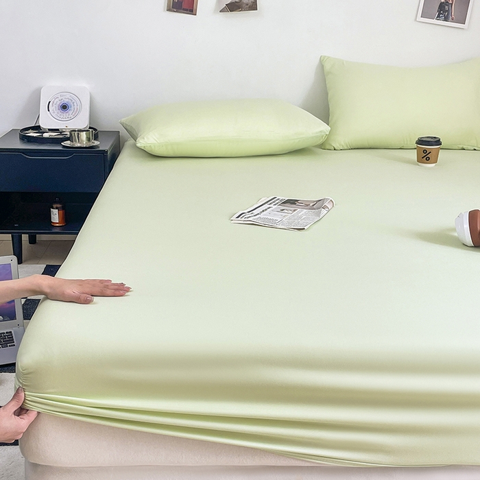 北辰 2025新款简约素色云朵棉可水洗纯色床笠单件三件套 薄荷绿