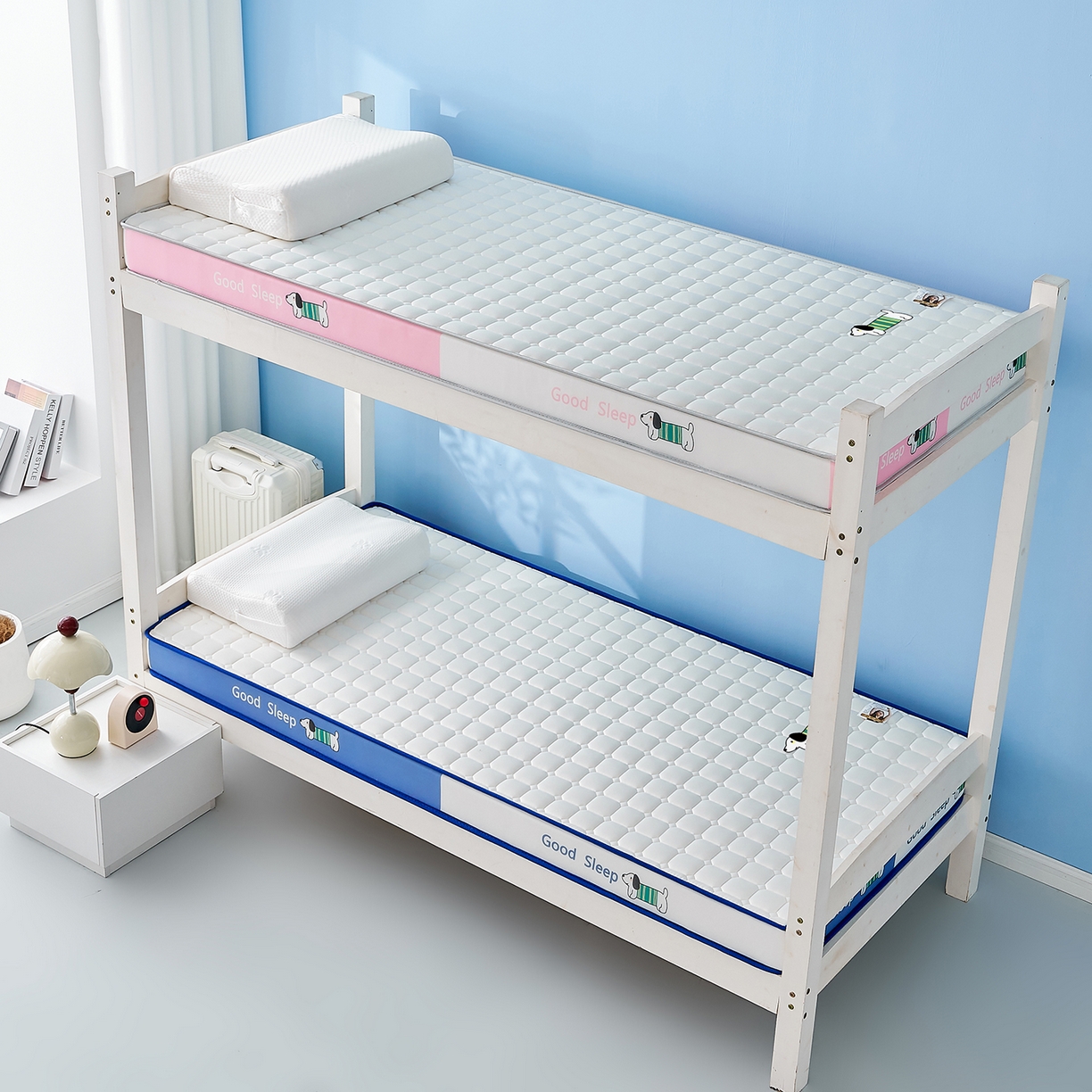 91家纺网 家纺一手货源 找家纺 元昊床垫 2025新款牛奶丝乳胶记忆海绵学生床垫 旺旺狗-布丁粉