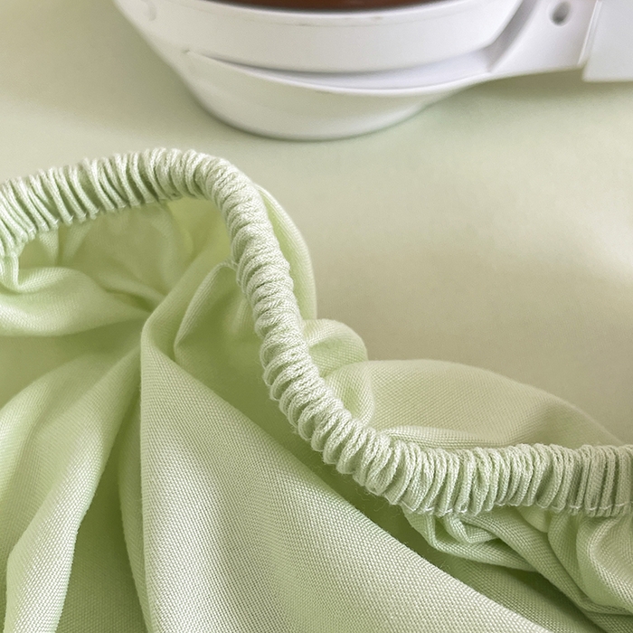 91家纺网 家纺一手货源 找家纺 北辰 2025新款简约素色云朵棉可水洗纯色床笠单件三件套 薄荷绿