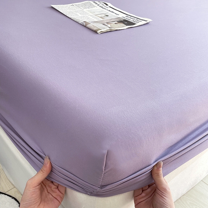 91家纺网 家纺一手货源 找家纺 北辰 2025新款简约素色云朵棉可水洗纯色床笠单件三件套 豆沙紫