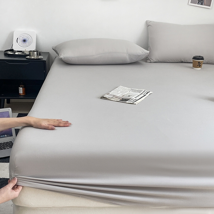 北辰 2025新款简约素色云朵棉可水洗纯色床笠单件三件套 素雅灰