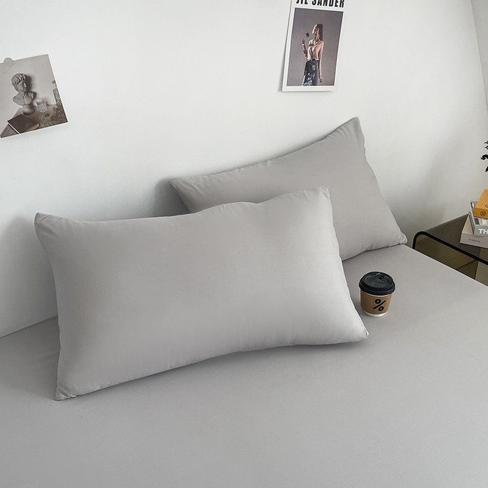 91家纺网 家纺一手货源 找家纺 北辰 2025新款简约素色云朵棉可水洗纯色床笠单件三件套 素雅灰