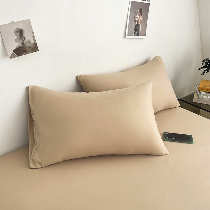 91家纺网 家纺一手货源 找家纺 北辰 2025新款简约素色云朵棉可水洗纯色床笠单件三件套 香槟色