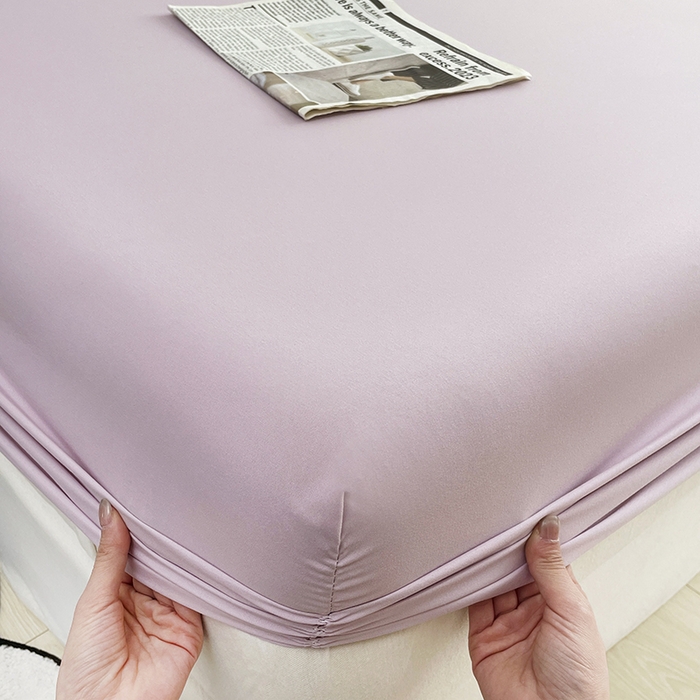 91家纺网 家纺一手货源 找家纺 北辰 2025新款简约素色云朵棉可水洗纯色床笠单件三件套 香芋紫