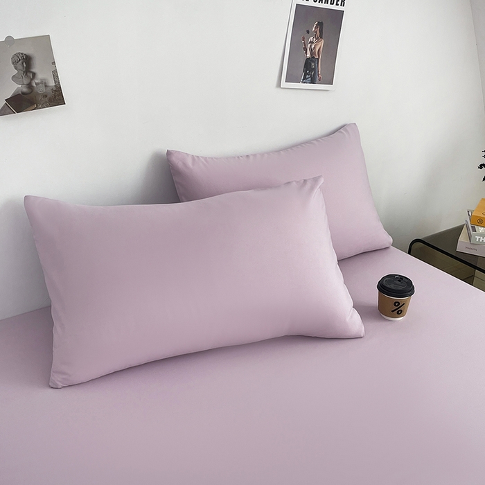 91家纺网 家纺一手货源 找家纺 北辰 2025新款简约素色云朵棉可水洗纯色床笠单件三件套 香芋紫