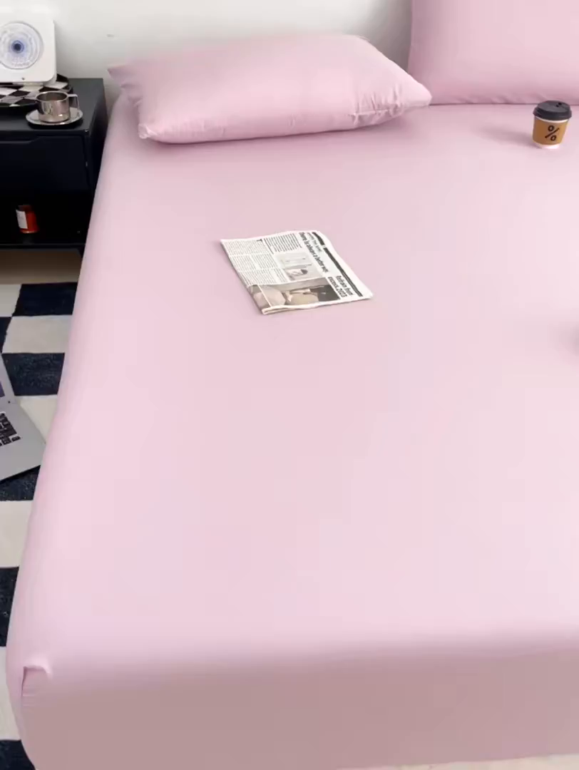 91家纺网 家纺一手货源 找家纺 北辰 2025新款简约素色云朵棉可水洗纯色床笠单件三件套 香芋紫