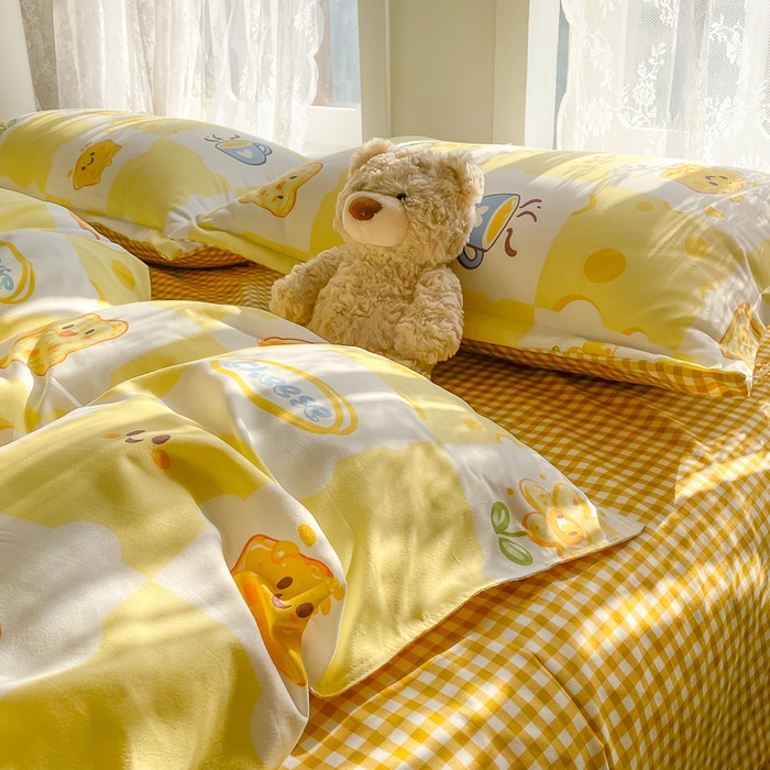 91家纺网 家纺一手货源 找家纺 简冠家纺 2023直播爆款北欧风亲肤植物羊绒磨毛四件套 午后奶茶