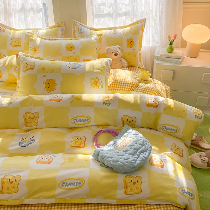 91家纺网 家纺一手货源 找家纺 简冠家纺 2023直播爆款北欧风亲肤植物羊绒磨毛四件套 午后奶茶