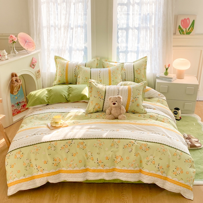 91家纺网 家纺一手货源 找家纺 简冠家纺 2023直播爆款北欧风亲肤植物羊绒磨毛四件套 舞叶飞扬