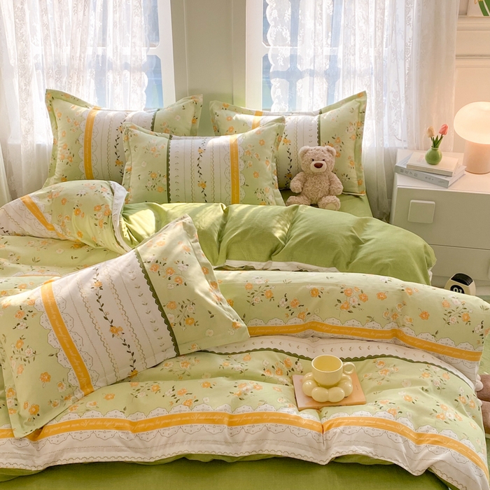 91家纺网 家纺一手货源 找家纺 简冠家纺 2023直播爆款北欧风亲肤植物羊绒磨毛四件套 舞叶飞扬