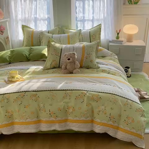 91家纺网 家纺一手货源 找家纺 简冠家纺 2023直播爆款北欧风亲肤植物羊绒磨毛四件套 舞叶飞扬