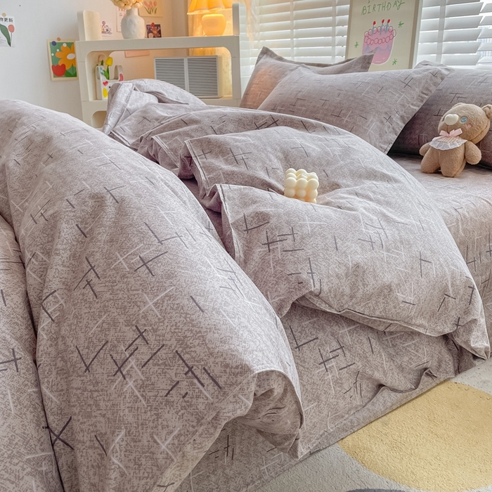 91家纺网 家纺一手货源 找家纺 简冠家纺 2023直播爆款北欧风亲肤植物羊绒磨毛四件套 独白