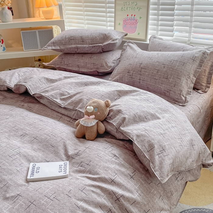 91家纺网 家纺一手货源 找家纺 简冠家纺 2023直播爆款北欧风亲肤植物羊绒磨毛四件套 独白