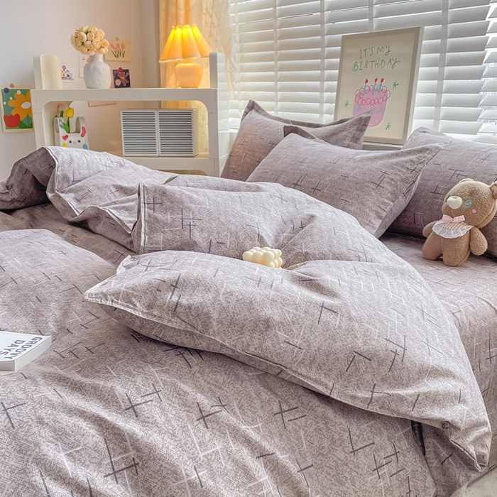 91家纺网 家纺一手货源 找家纺 简冠家纺 2023直播爆款北欧风亲肤植物羊绒磨毛四件套 独白