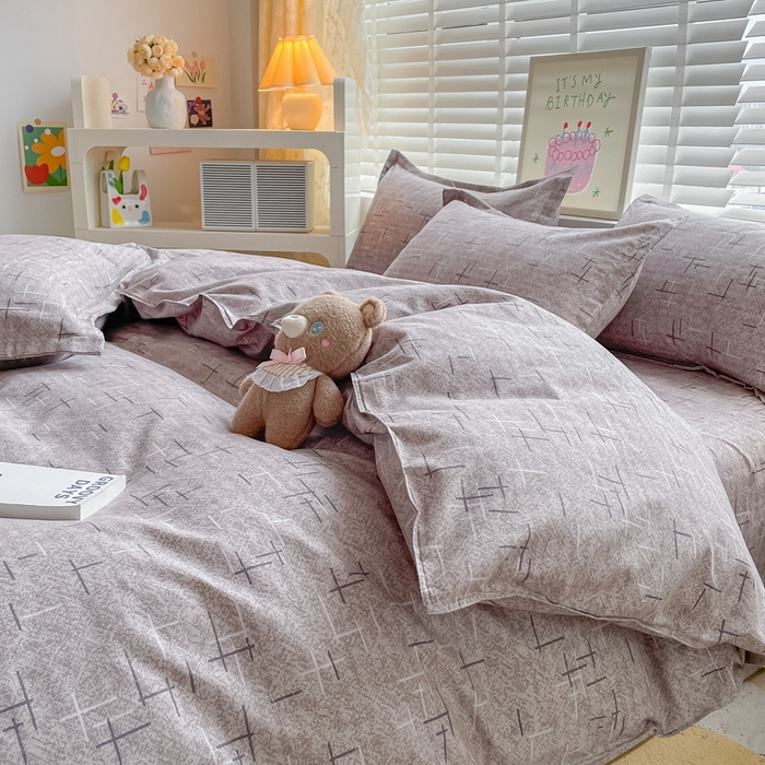 91家纺网 家纺一手货源 找家纺 简冠家纺 2023直播爆款北欧风亲肤植物羊绒磨毛四件套 独白