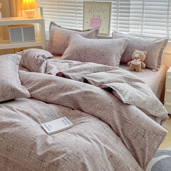 91家纺网 家纺一手货源 找家纺 简冠家纺 2023直播爆款北欧风亲肤植物羊绒磨毛四件套 独白