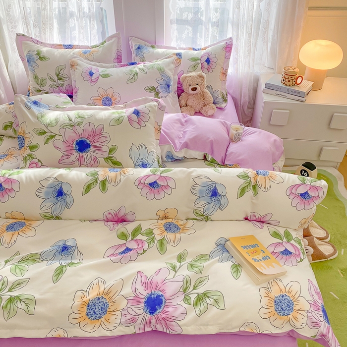 91家纺网 家纺一手货源 找家纺 简冠家纺 2023直播爆款北欧风亲肤植物羊绒磨毛四件套 春华秋实