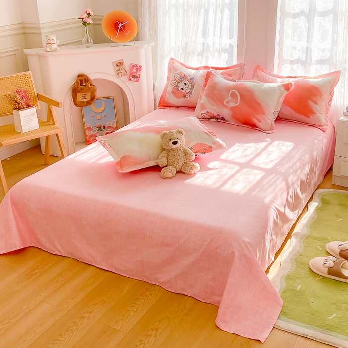 91家纺网 家纺一手货源 找家纺 简冠家纺 2023直播爆款北欧风亲肤植物羊绒磨毛四件套 欢乐兔