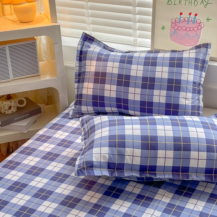 91家纺网 家纺一手货源 找家纺 简冠家纺 2023直播爆款北欧风亲肤植物羊绒磨毛四件套 格律-蓝