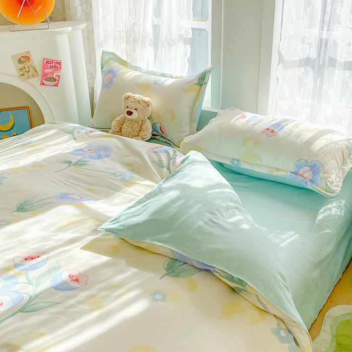 91家纺网 家纺一手货源 找家纺 简冠家纺 2023直播爆款北欧风亲肤植物羊绒磨毛四件套 锦绣园