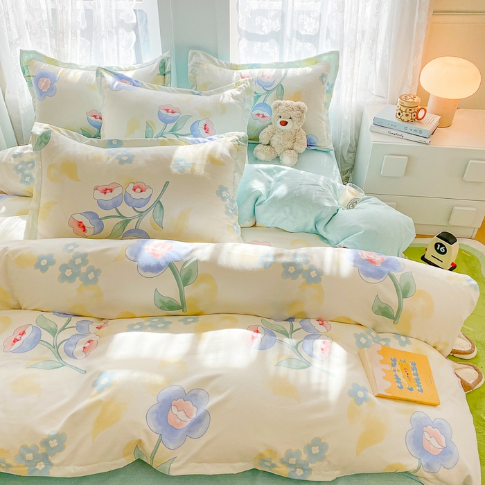 91家纺网 家纺一手货源 找家纺 简冠家纺 2023直播爆款北欧风亲肤植物羊绒磨毛四件套 锦绣园