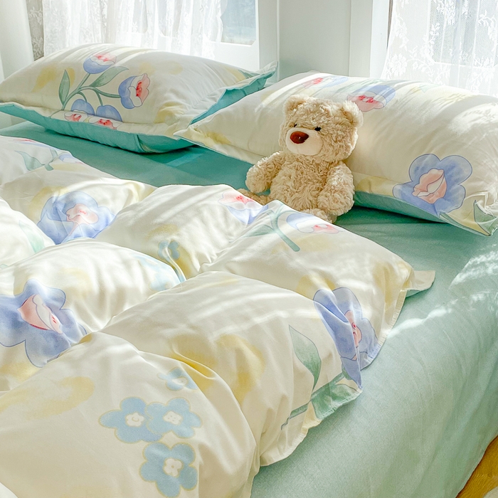 91家纺网 家纺一手货源 找家纺 简冠家纺 2023直播爆款北欧风亲肤植物羊绒磨毛四件套 锦绣园