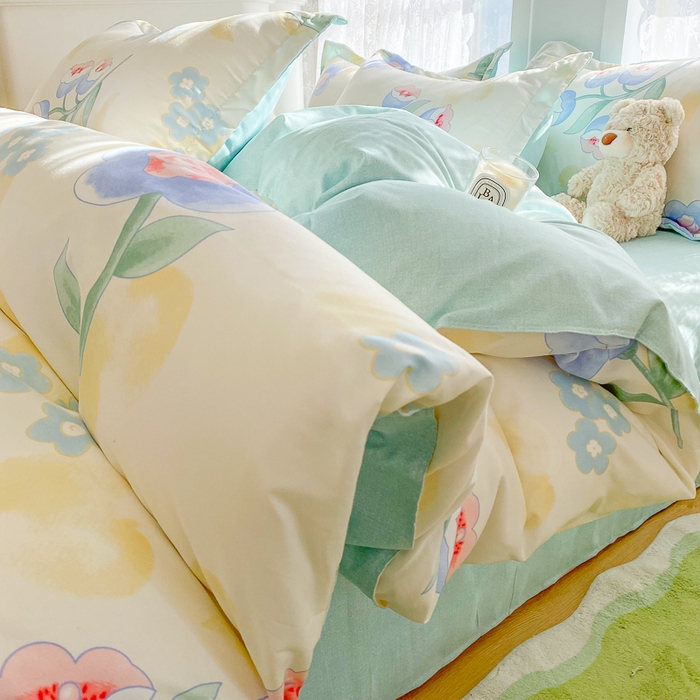 91家纺网 家纺一手货源 找家纺 简冠家纺 2023直播爆款北欧风亲肤植物羊绒磨毛四件套 锦绣园