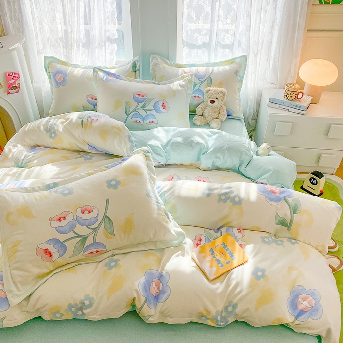 91家纺网 家纺一手货源 找家纺 简冠家纺 2023直播爆款北欧风亲肤植物羊绒磨毛四件套 锦绣园