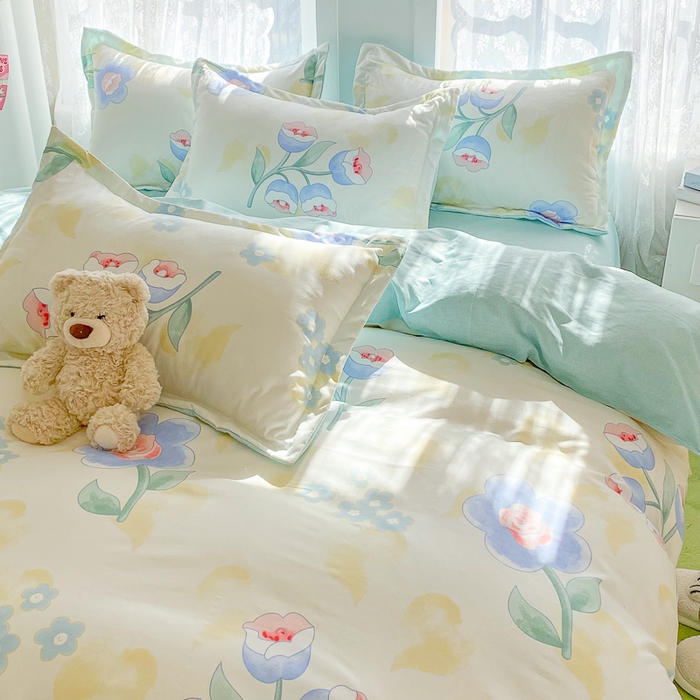 91家纺网 家纺一手货源 找家纺 简冠家纺 2023直播爆款北欧风亲肤植物羊绒磨毛四件套 锦绣园