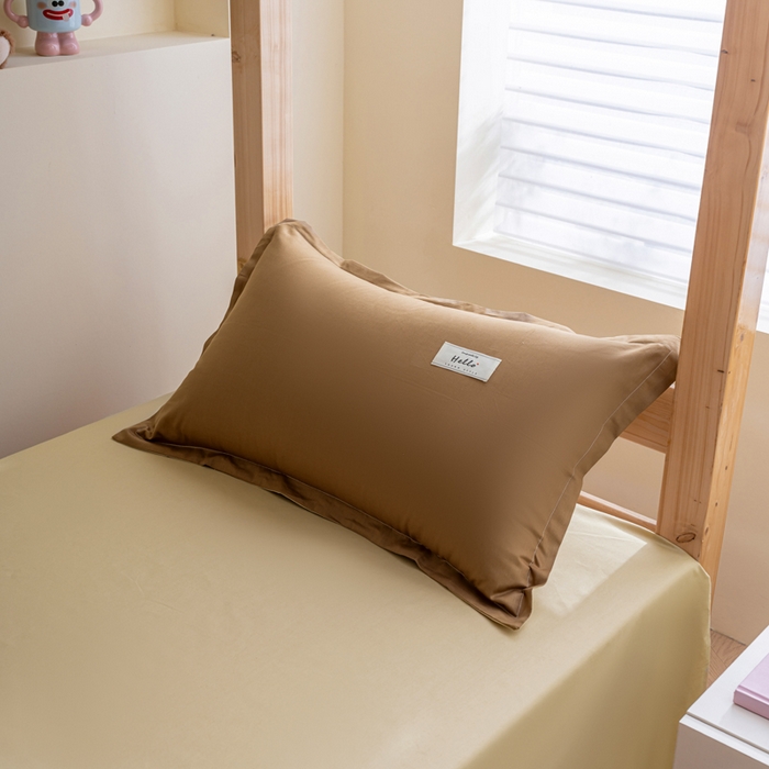 91家纺网 家纺一手货源 找家纺 鑫宇家纺 2025新款13372全棉纯色双拼学生宿舍三件套六件套 摩卡棕+卡其