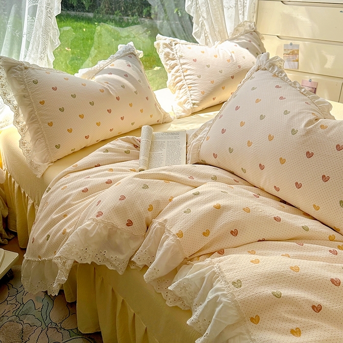 91家纺网 家纺一手货源 找家纺 （总）仟网汇 2025新款皱皱纱花边床裙四件套多功能夏被夏凉被空调被四件套四季通用