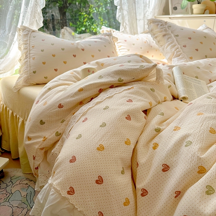 91家纺网 家纺一手货源 找家纺 （总）仟网汇 2025新款皱皱纱花边床裙四件套多功能夏被夏凉被空调被四件套四季通用