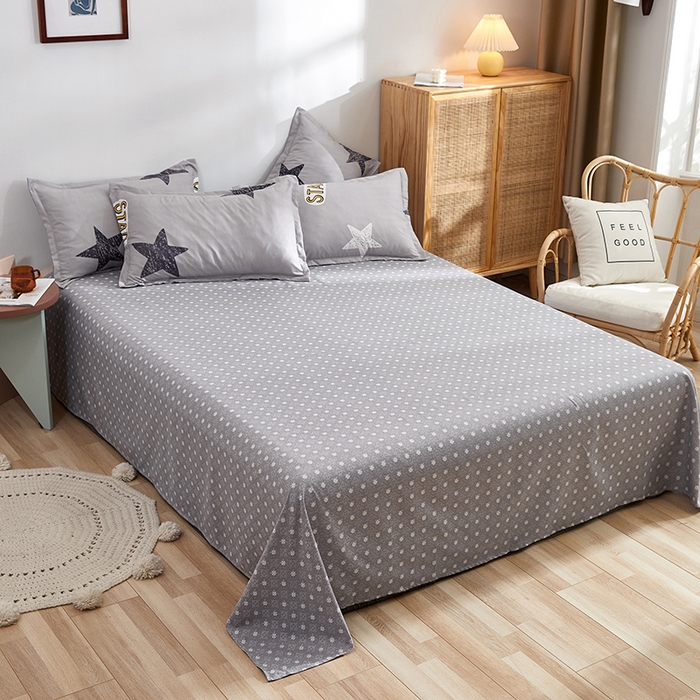 91家纺网 家纺一手货源 找家纺 简冠家纺 2025新款植物羊绒磨毛四件套 STAR星-灰