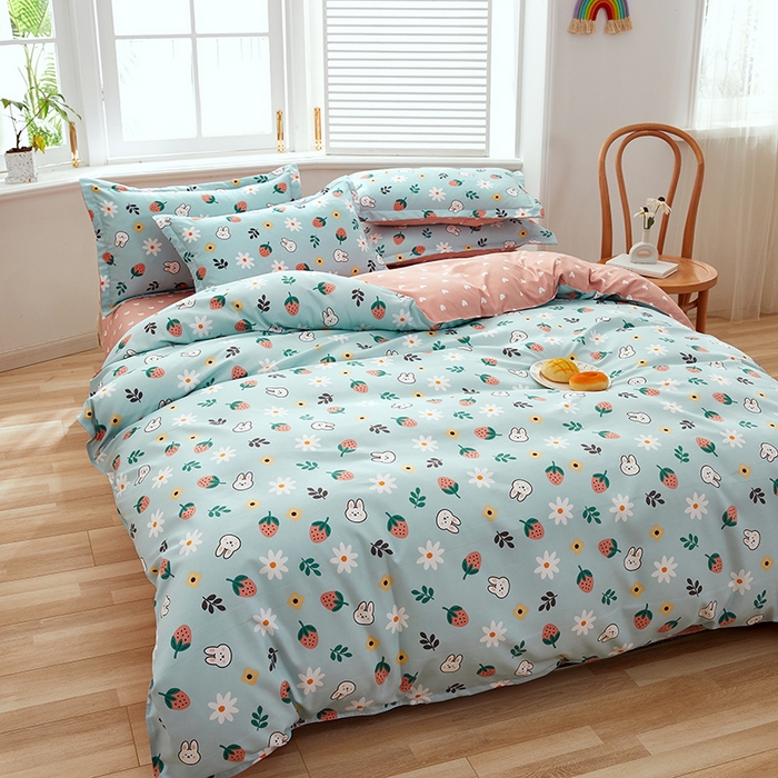 91家纺网 家纺一手货源 找家纺 简冠家纺 2025新款植物羊绒磨毛四件套 恋爱小雏菊 兰