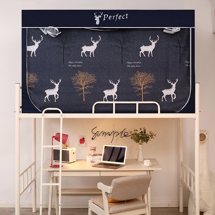 91家纺网 家纺一手货源 找家纺 锦逸家居 2025新款学生上下铺遮光防尘蚊帐 小鹿