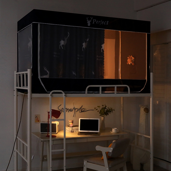 91家纺网 家纺一手货源 找家纺 锦逸家居 2025新款学生上下铺遮光防尘蚊帐 小鹿