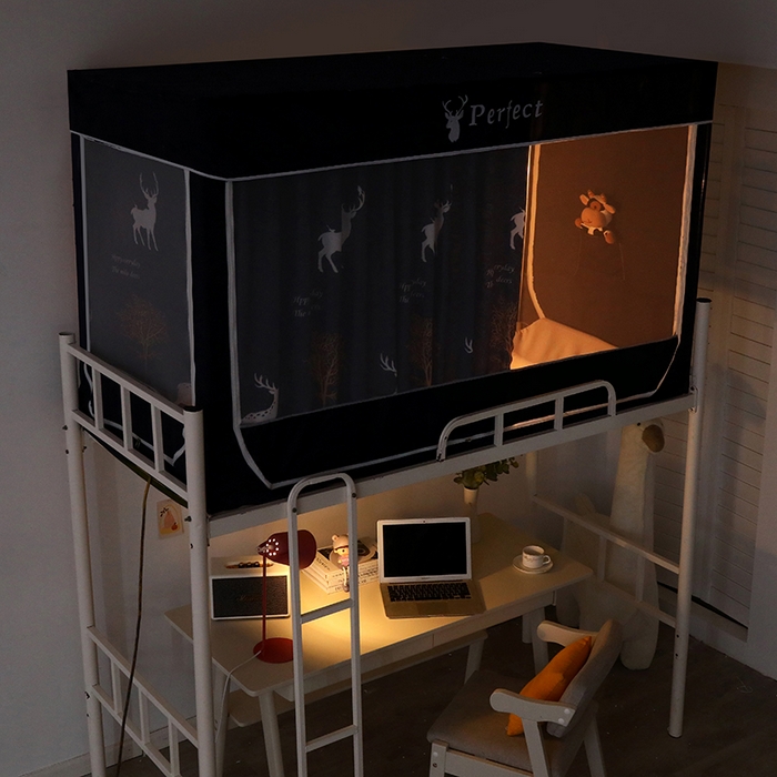 91家纺网 家纺一手货源 找家纺 锦逸家居 2025新款学生上下铺遮光防尘蚊帐 小鹿