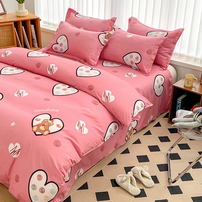 91家纺网 家纺一手货源 找家纺 简冠家纺 2023直播爆款北欧风亲肤植物羊绒磨毛四件套 泰迪熊