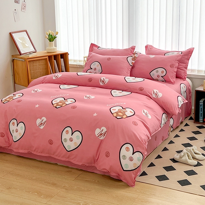 91家纺网 家纺一手货源 找家纺 简冠家纺 2023直播爆款北欧风亲肤植物羊绒磨毛四件套 泰迪熊