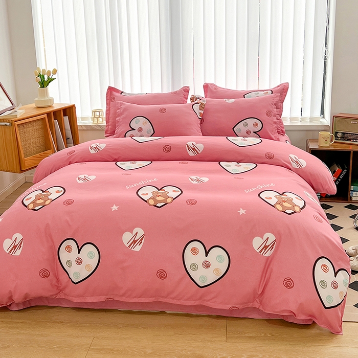 91家纺网 家纺一手货源 找家纺 简冠家纺 2023直播爆款北欧风亲肤植物羊绒磨毛四件套 泰迪熊