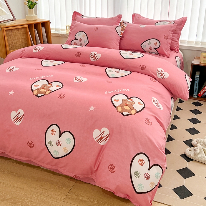 91家纺网 家纺一手货源 找家纺 简冠家纺 2023直播爆款北欧风亲肤植物羊绒磨毛四件套 泰迪熊